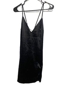 🛍️ 2/$20 ENTIRE SHOP - LA SENZA Black Satin Chemise Slip Dress M Nightie